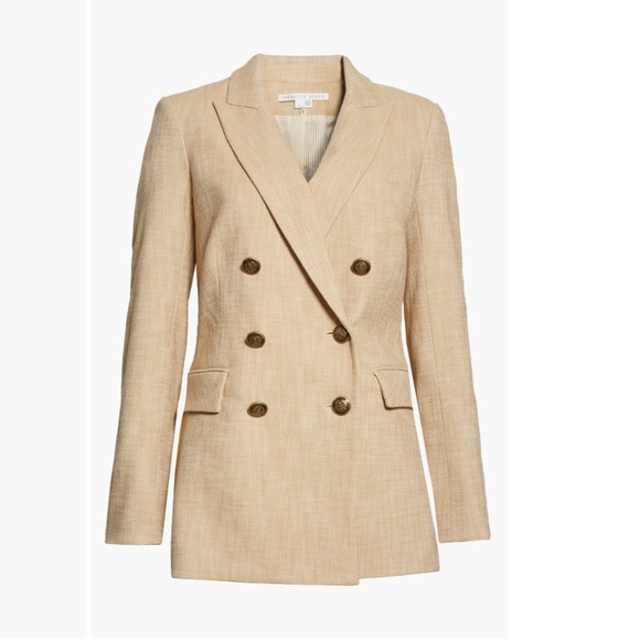 NWT $698 Veronica Beard Ellette Dickey Double Breasted Blazer CAMEL/ CREAM! - Picture 3 of 15